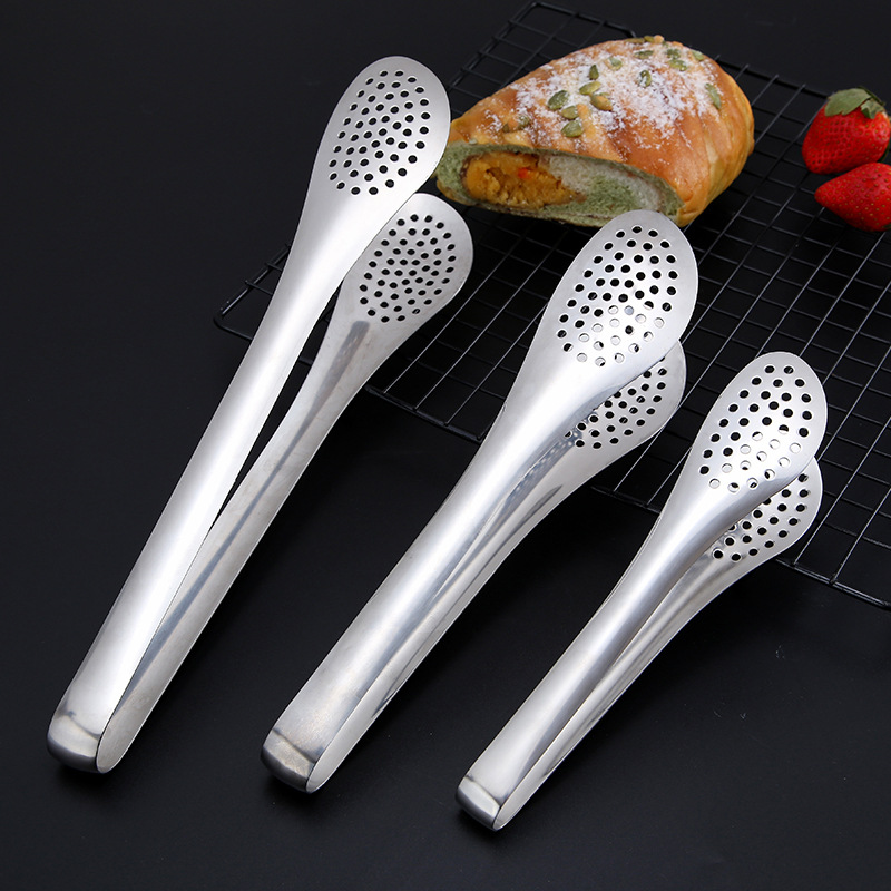 Anti-scald Thickening Stainless Steel Food Tongs/Kitchen Utensils Buffet Cooking Tool/Bread Clip Pastry Clamp Barbecue BBQ Food Clips