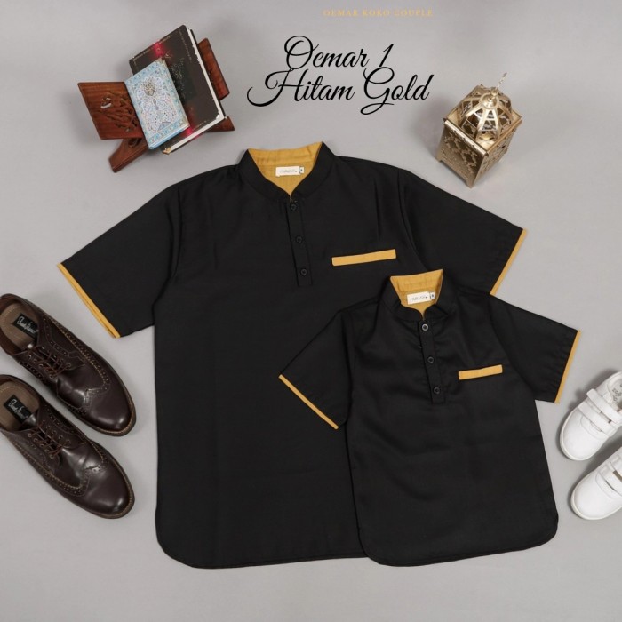 Terlaris Baju Koko Couple Ayah Anak - Hitam