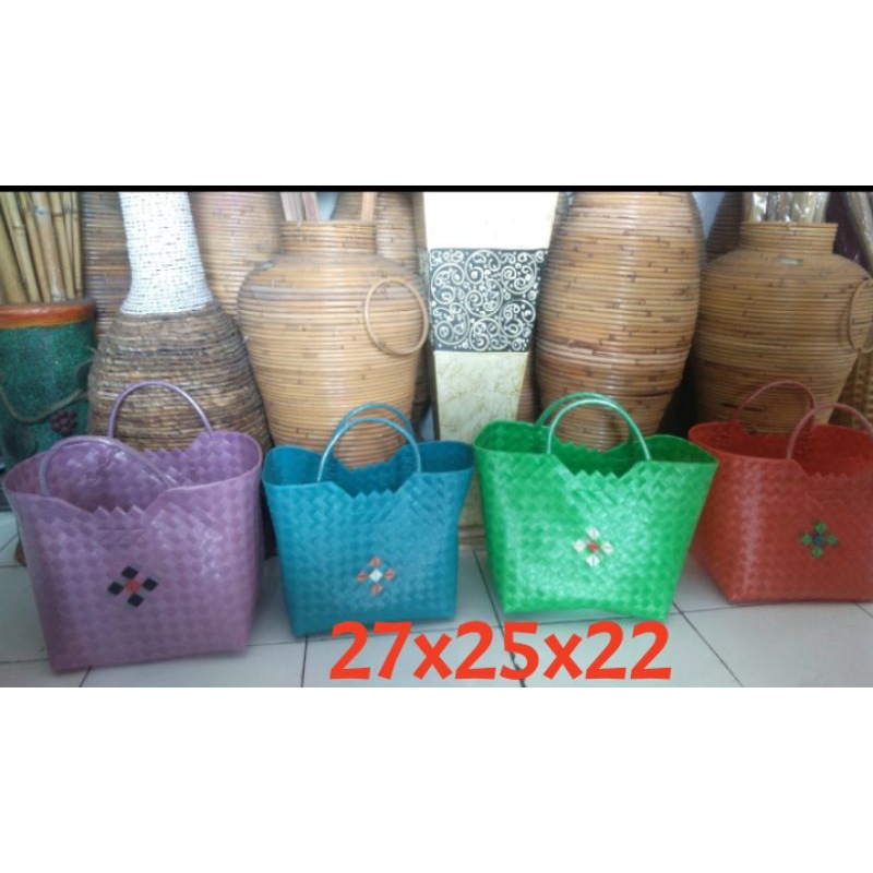 Tas anyaman plastik kowak 27x25x22 tas hajatan tas hampers