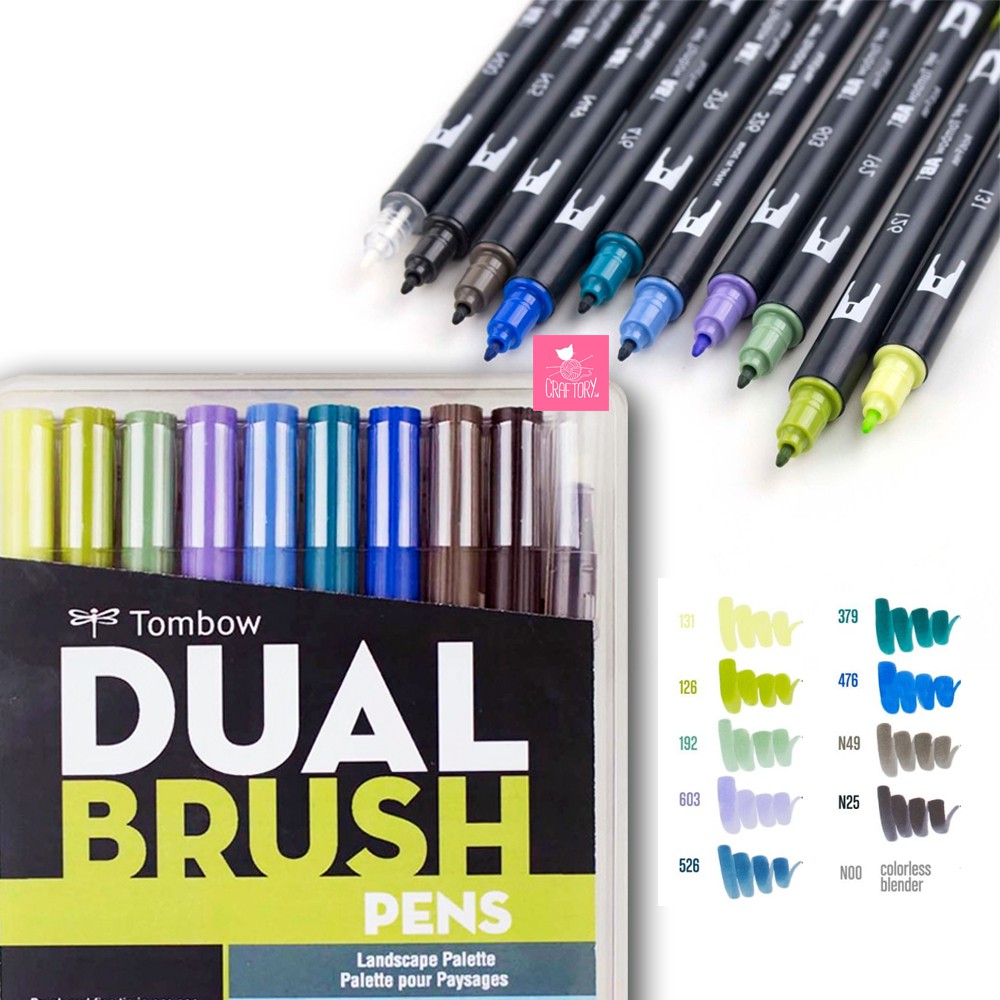 

RENEWED Tombow ABT Dual Brush Pen Landscape Palette isi 10 Spidol Kuas Lettering Calligraph
