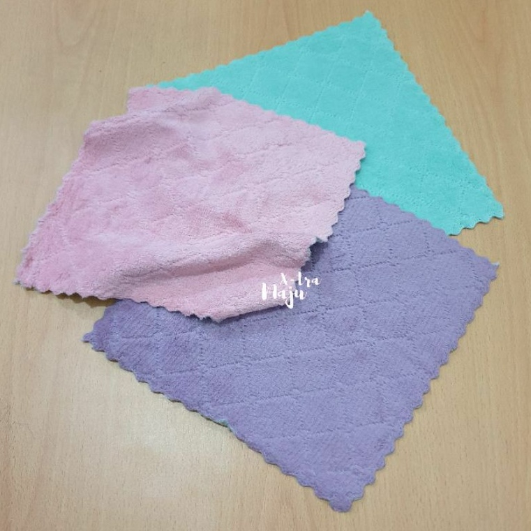 saputangan lembut uk 25x25cm besar 2 lapis  / lap tangan polos 2 warna lembut tebal