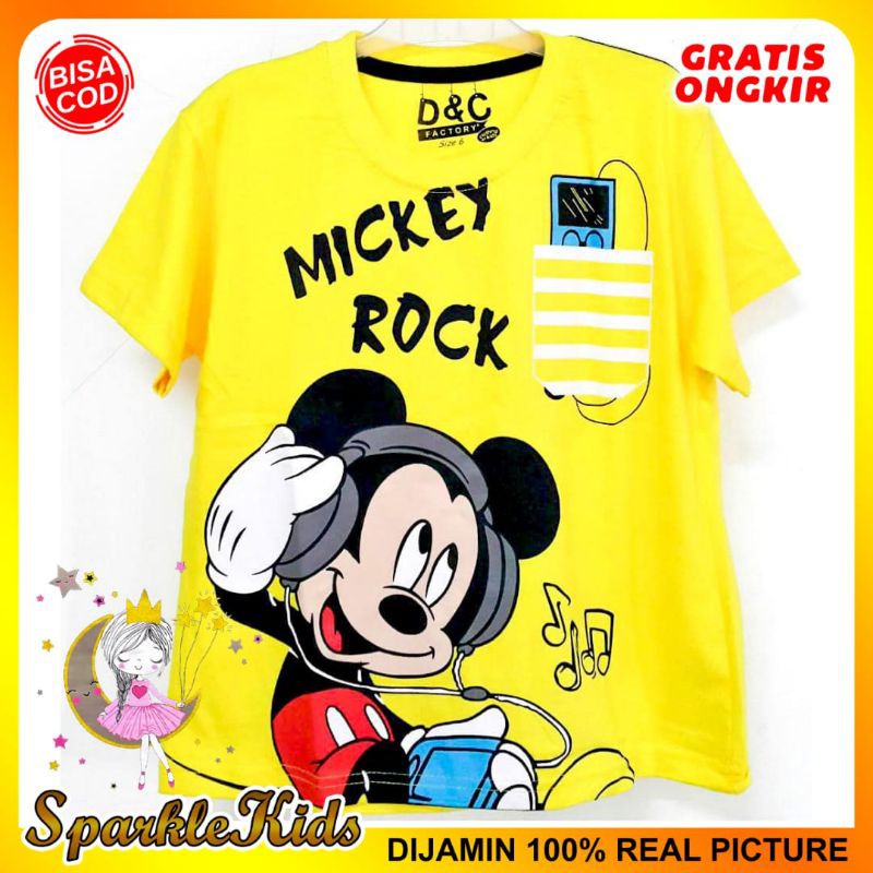 SparkleKids Baju Anak / Kaos Anak Laki-Laki Motif Mic Rock Yellow 1-10 Tahun