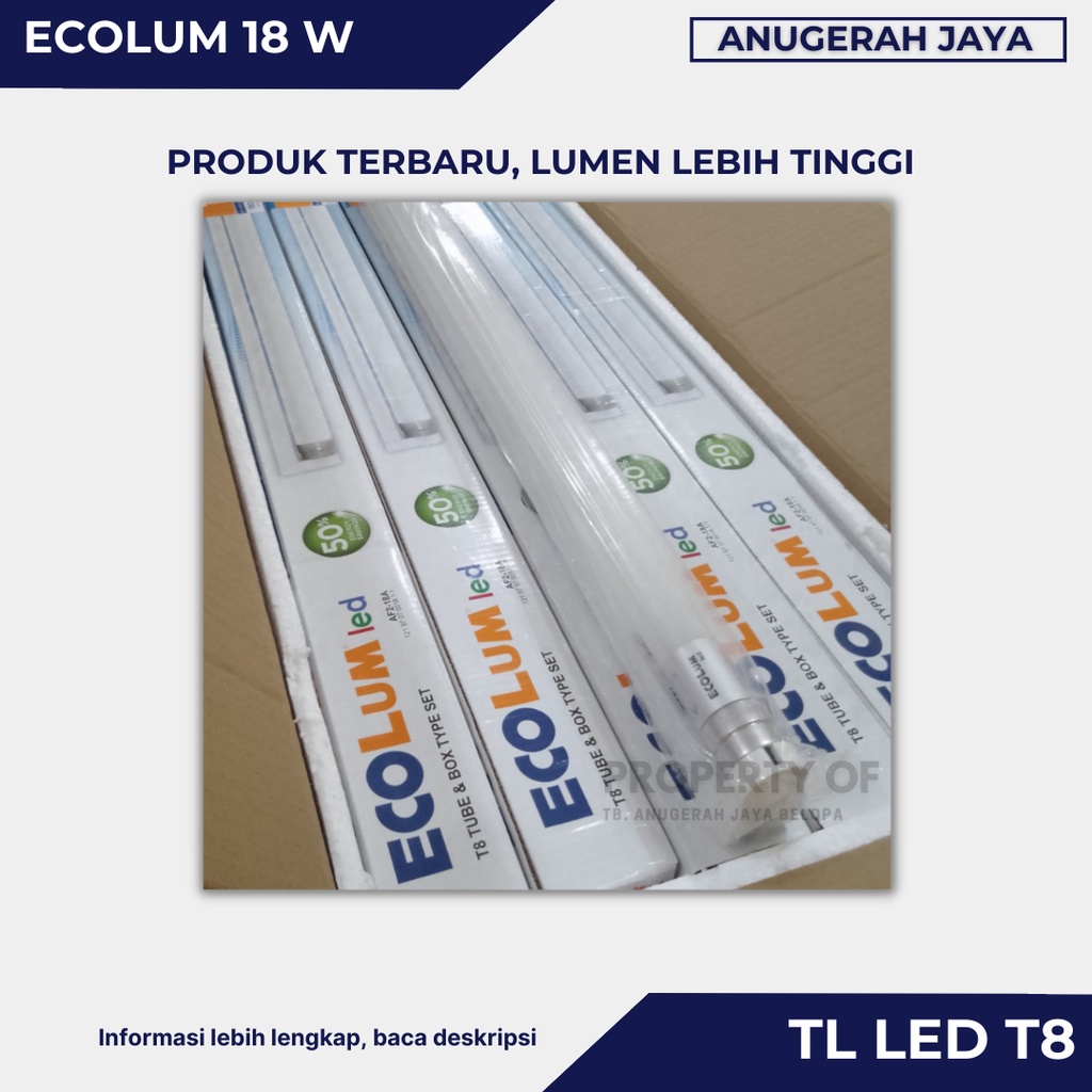 ECOLUM Lampu TL LED T8 18 WATT 120 cm