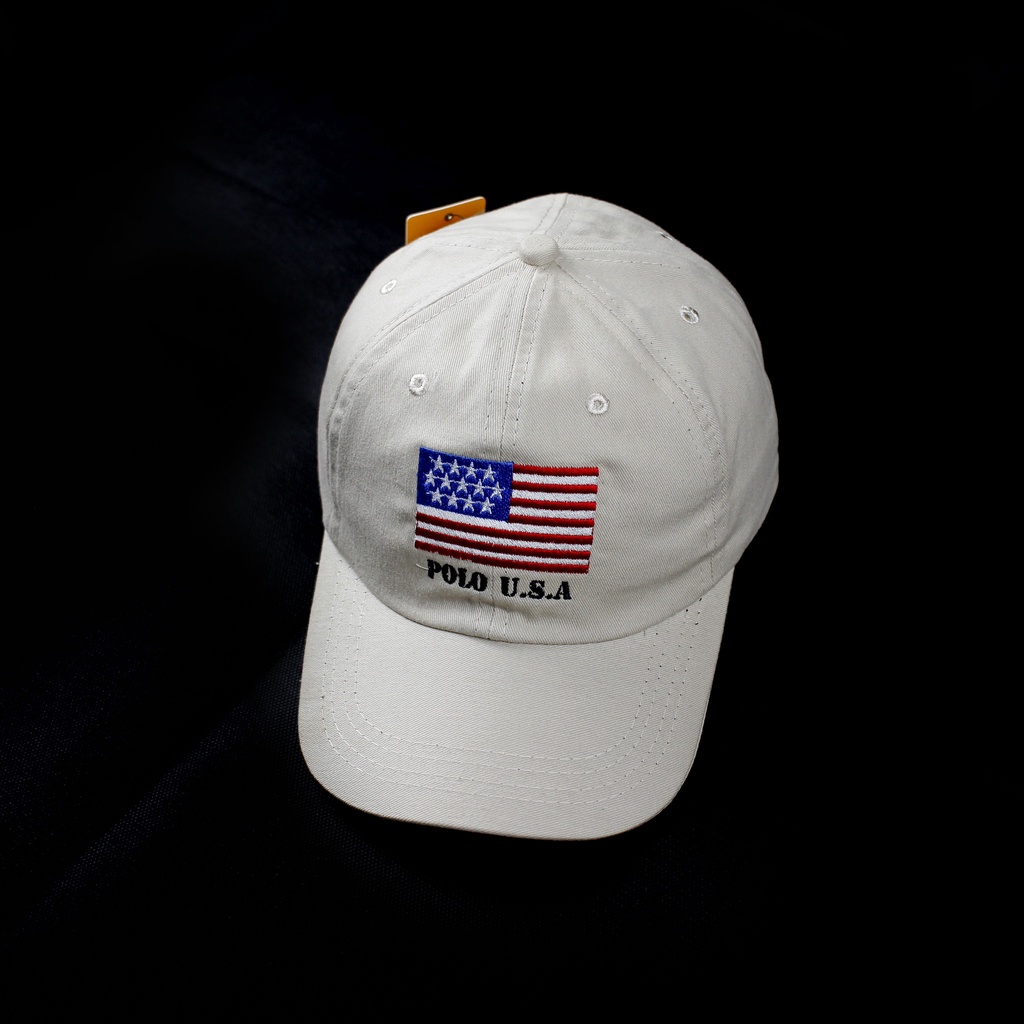 Topi Baseball Polo USA Cream