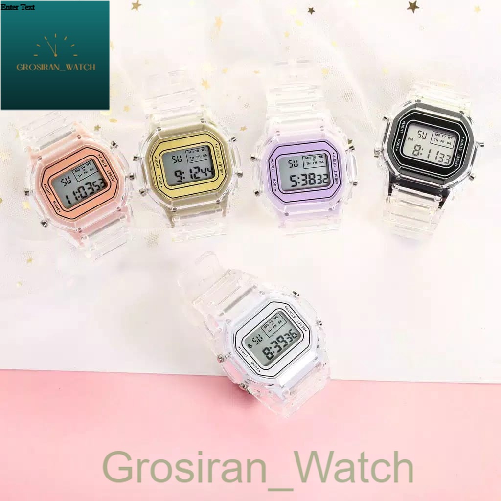 Jam Tangan Wanita Fashion Korea Style Digital Sport LNR-1175 tali transparan [G_W]