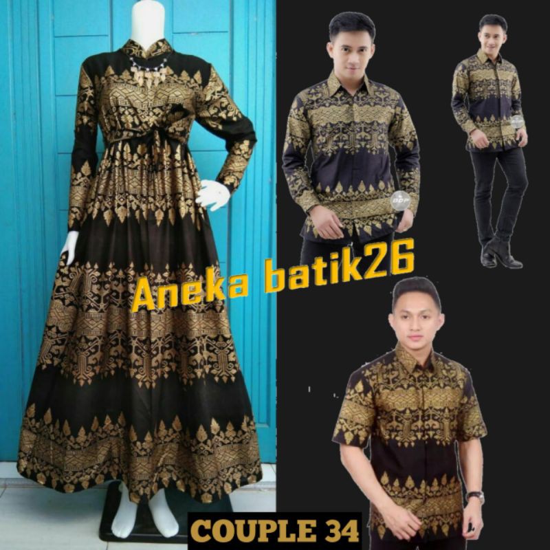 Batik Couple  Ld 104 Baju Batik Couple Maura Sania Ruffle Ori Ndoro Jowi Dnt All Size