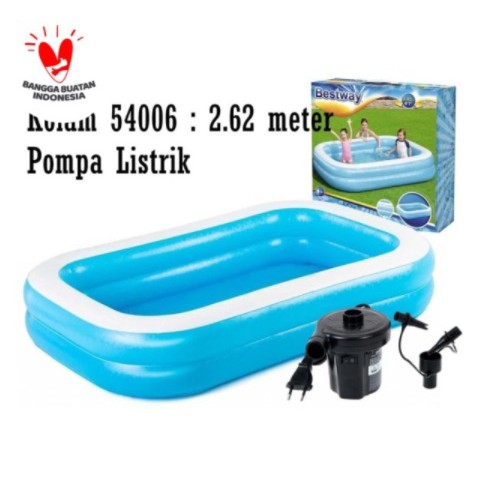 KOLAM RENANG BESTWAY 54005 dan 54006 201 cm dan 262X175X51 CM KOLAM RENANG JUMBO KOLAM RENANG ANAK ANAK BERENANG