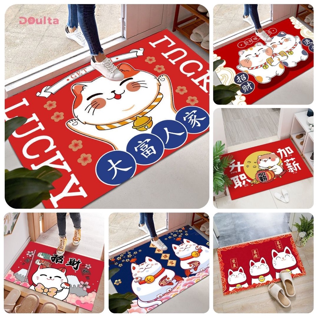 Keset Kaki Karakter Imlek Motif Kucing Lucky Hoki Lucu ANTI SLIP 60x40
