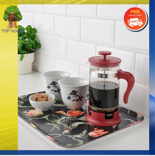 

Ikea DOFTMINNENampan Baki Nampan Melamin Motif Bunga Latar Hitam