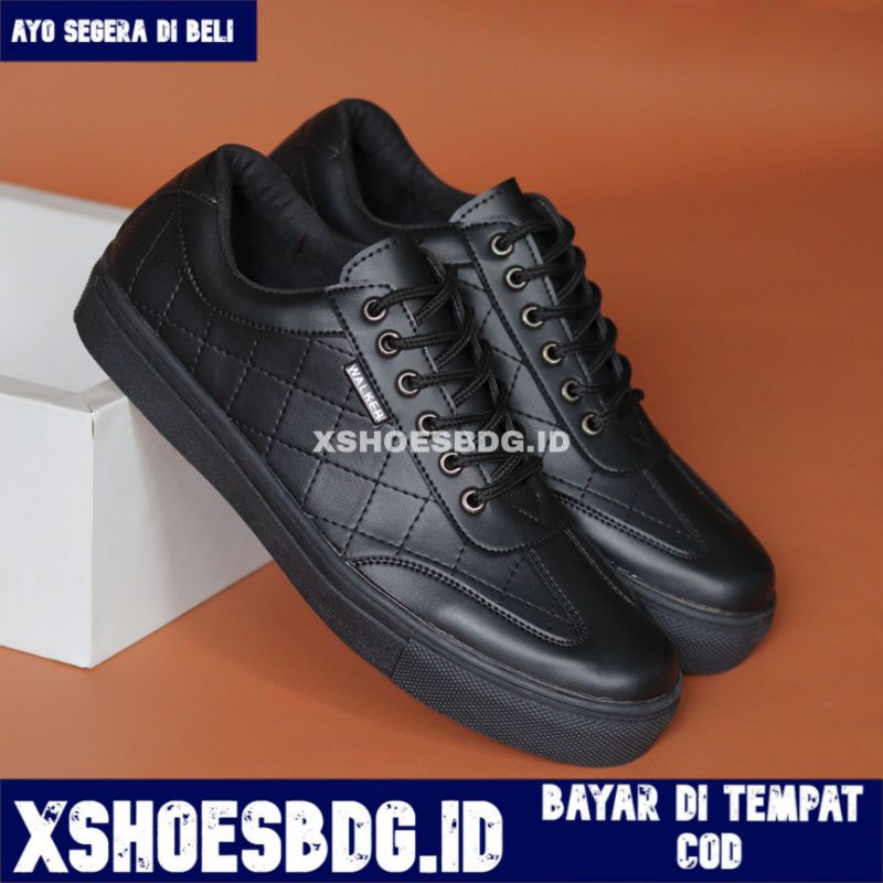 XSHOESBDG.ID x PEDRE Sepatu Formal Casual Pria Sneaker Pria Tali Hitam Polos Kulit Sintetis Santai Kuliah Kerja Nongkrong