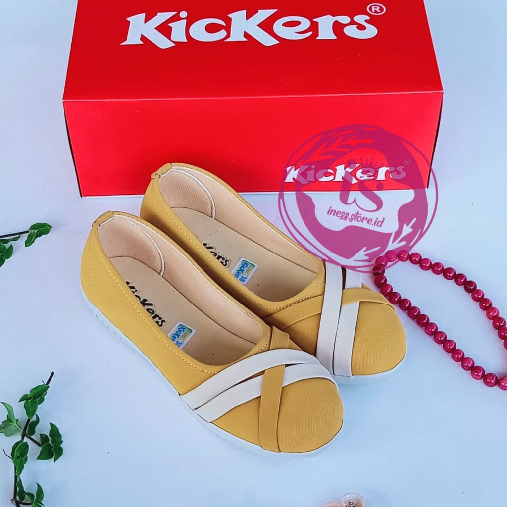 SEPATU FLAT WANITA KICKERS SLIP ON TERBARU KODE  BLT-04 MURAH GROSIR