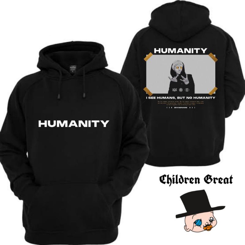 Jaket Hoodie HUMANITY non zipper resleting jacket DISTRO katun baby terry cotton fleece / pria wanit