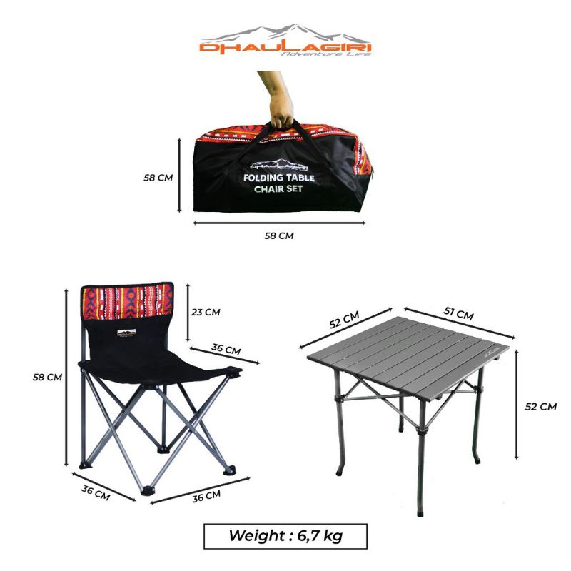 meja kursi lipat outdoor dhaulagiri 5 IN1 FOLDING TABLE AND CHAIR 5 IN 1 OUTDOOR CAMPING