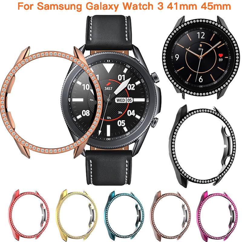 Casing Pelindung Smartwatch Samsung Galaxy Watch 3 41mm 45mm Bahan PC Aksen Berlian Imitasi Bumper