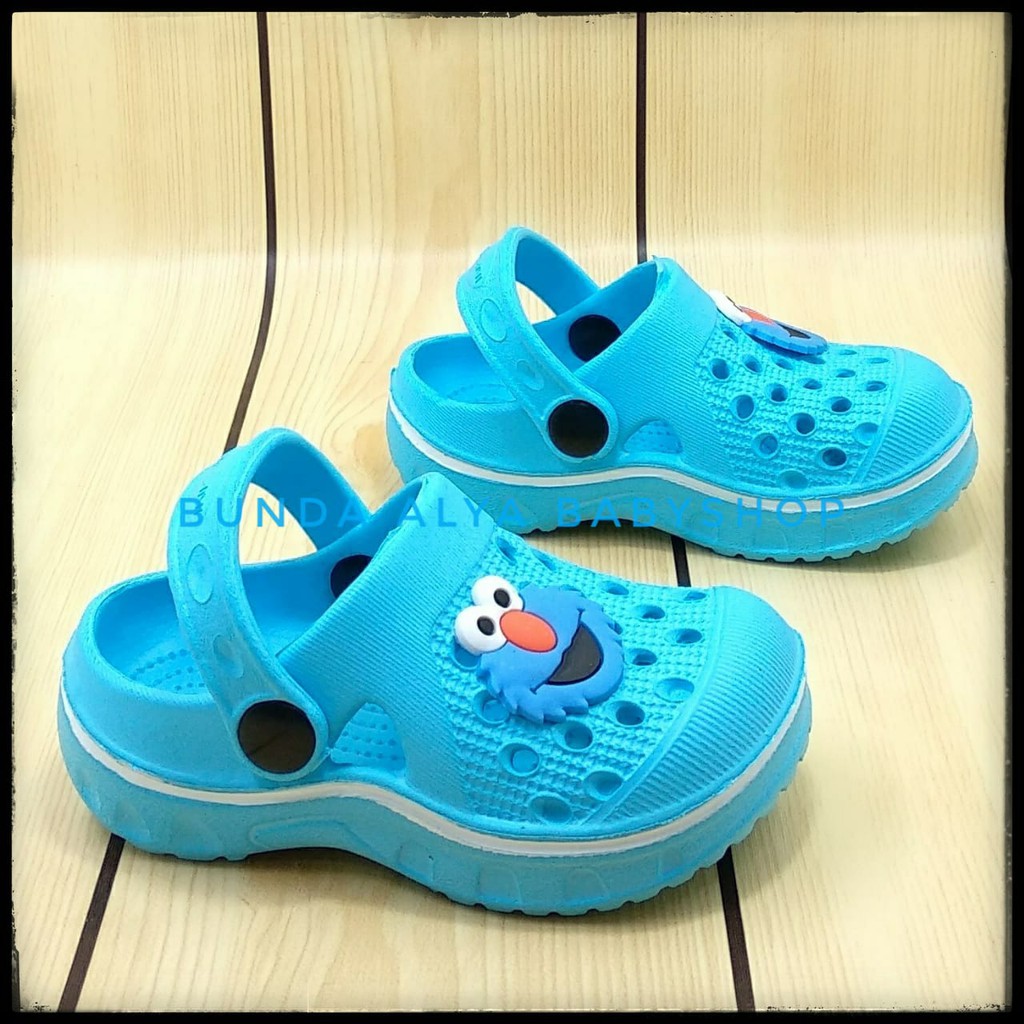 Sandal Anak Laki Karet Usia 6 Bulan 1 Tahun BIRU Lentur- Sendal Anak Cowok Cewek Motif Kartun Lucu Size 18 - 23