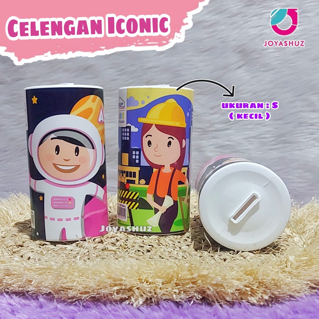 Joyashuz - Celengan Anak Iconic  - Celengan Plastik Karakter - Celengan Murah - Celengan Koin