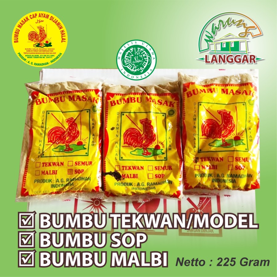

Bumbu Masak Tekwan, Sop & Malbi Cap AYAM 225 Gram FRESH (Langsung dari Pabrik)