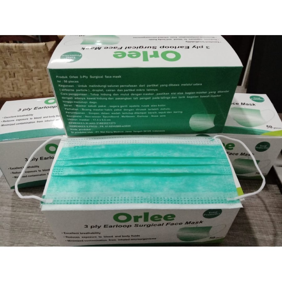 Masker Medis 3 Ply isi 50 Masker Earloop Masker Bedah KEMENKES Emboss