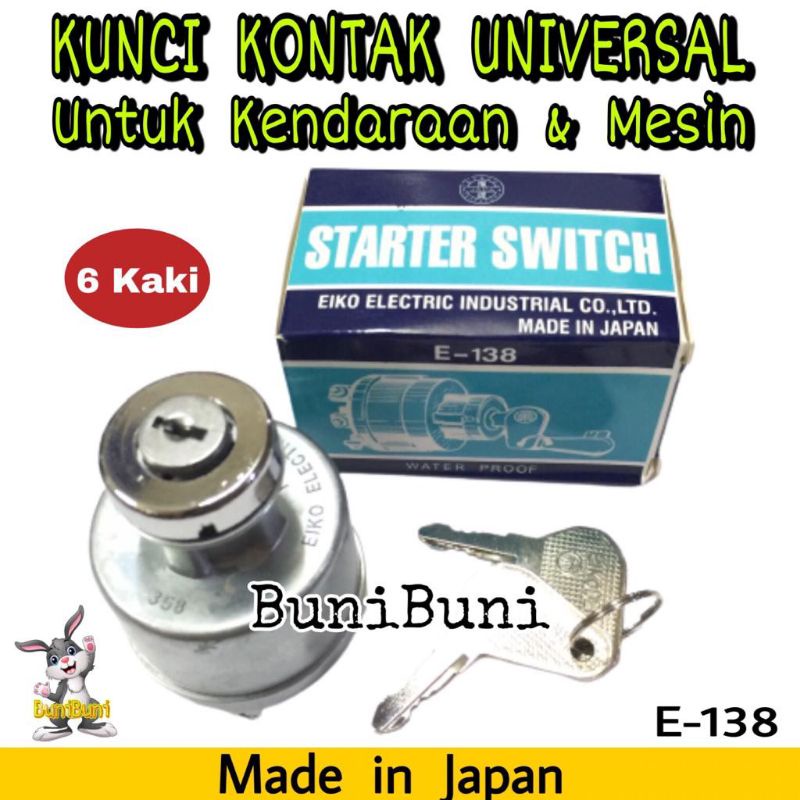 Kunci Kontak Mobil / Kunci Starter Switch Rubahan Untuk Mobil &amp; Mesin Kaki 6 Pin Universal E138