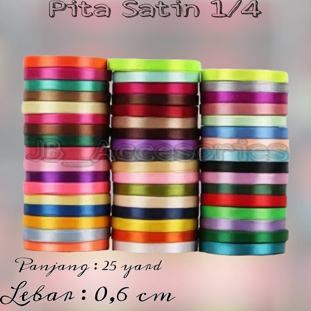 

Pita satin 1/4 inch Import Taiwan Eagle 0.635 cm, pita kado,pita hampers,bucket,