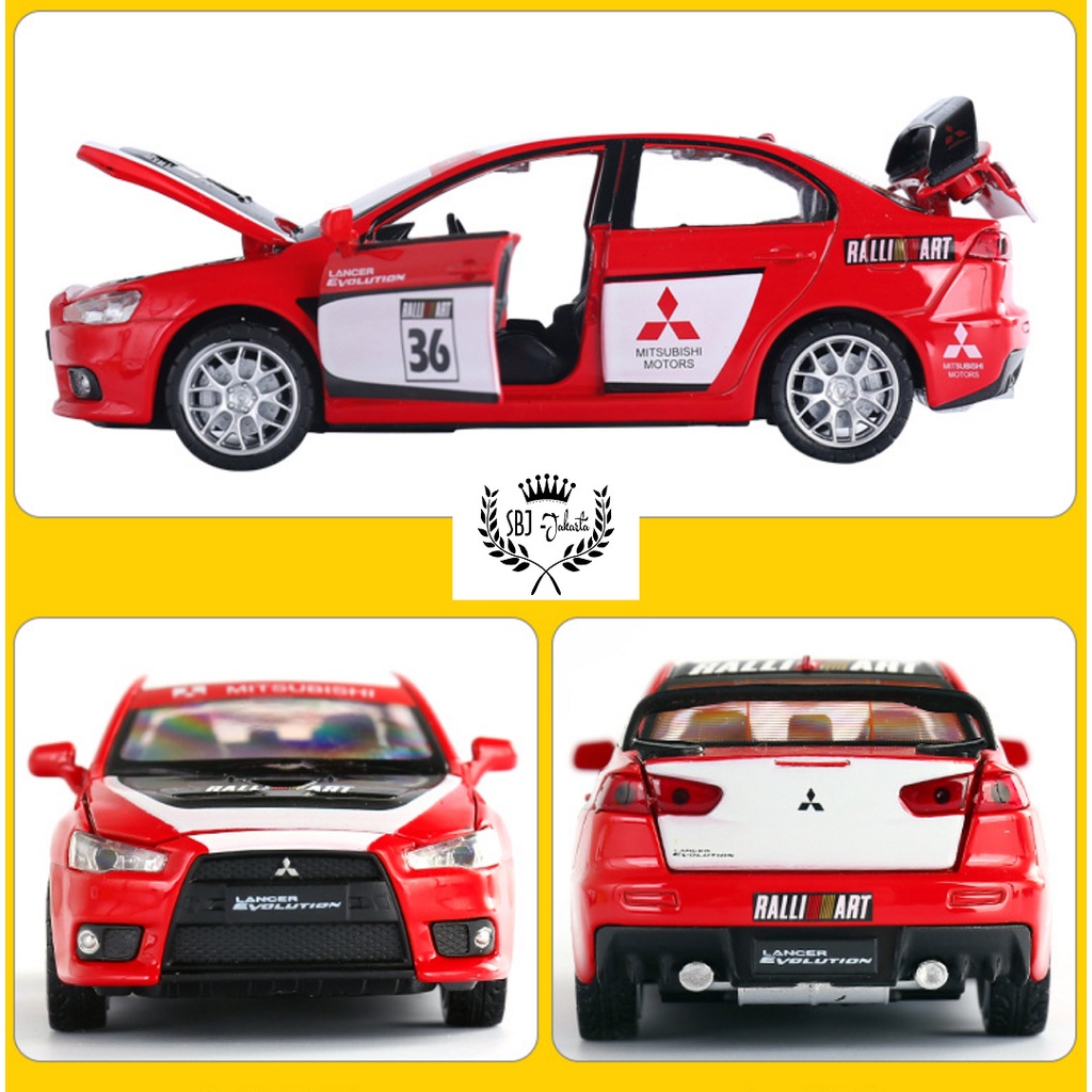 DIECAST MOBIL MITSUBISHI LANCER EVOLUTION OFFICIAL LICENSED PRODUCT RACING SKALA 1:32