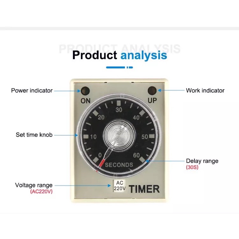 Timer Relay AH3-3 AC 220V Tunda 0 - 30S Soket 8pin PF083A