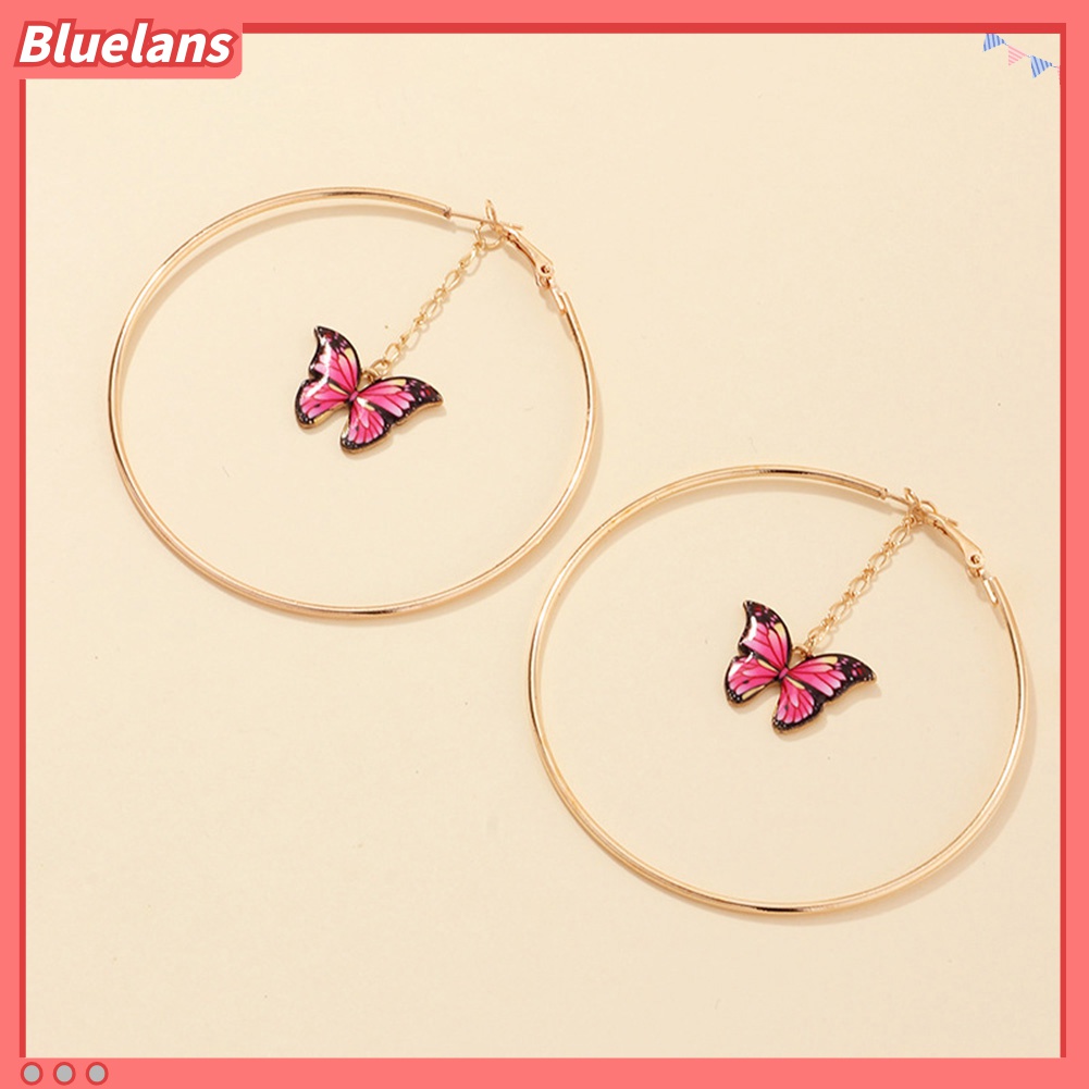 Anting Hoop Rantai Gantung Model Butterfly Besar Untuk Wanita