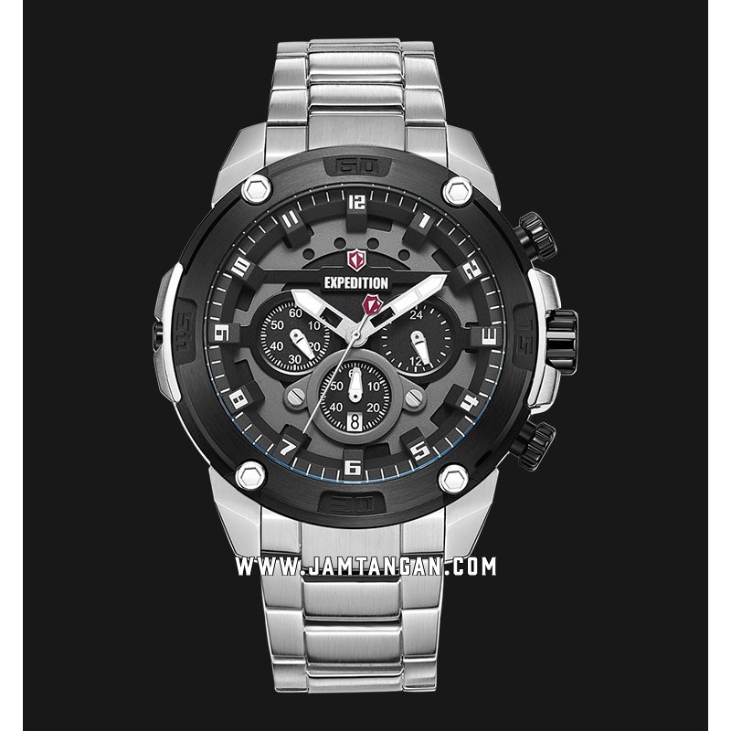 Expedition E 6787 MC BTBBA Chronograph Men Black Dial Stainless Steel Strap