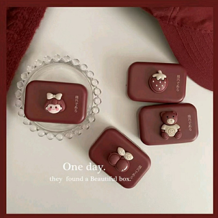 softlens case / tempat softlens mini maroon