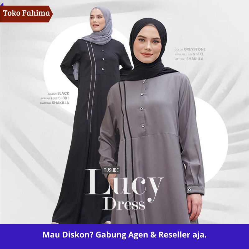 Long Dress wanita gamis cewek kerah bulat busui nyaman bahan adem Lucy brand by Mysure