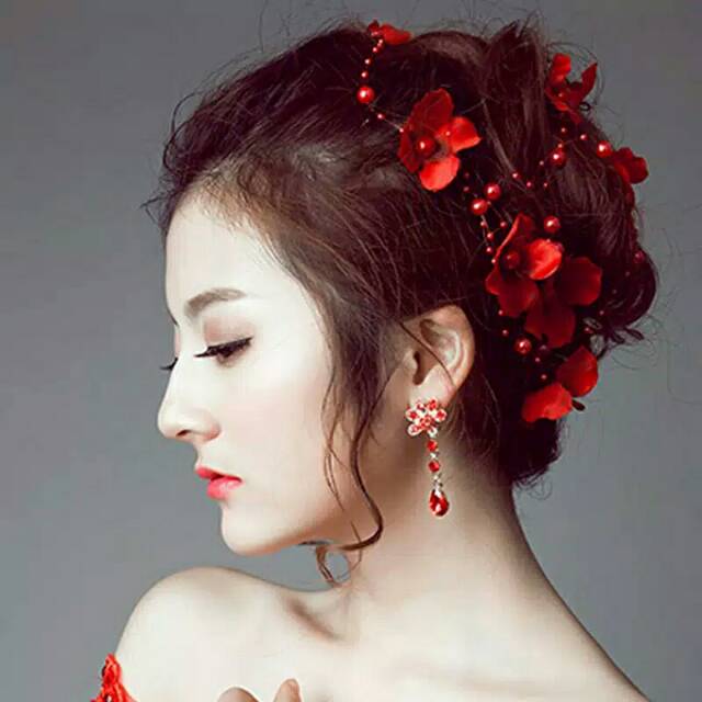 Hair piece rangkaian bunga mutiara