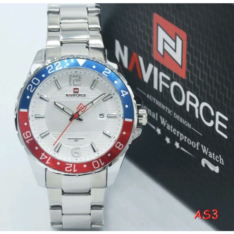 Jam Tangan Rantai Naviforce Jam Tangan Pria Stainliss Steel Pria Jam Outdoor Analog Digital