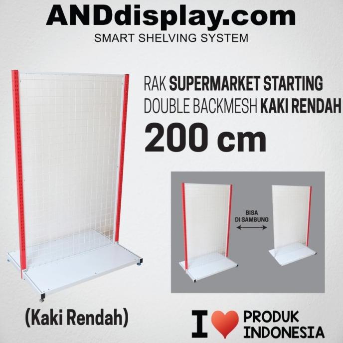 RAK SUPERMARKET 200 CM STARTING DOUBLE BACKMESH RAK GONDOLA ANDDISPLAY ---Ready---