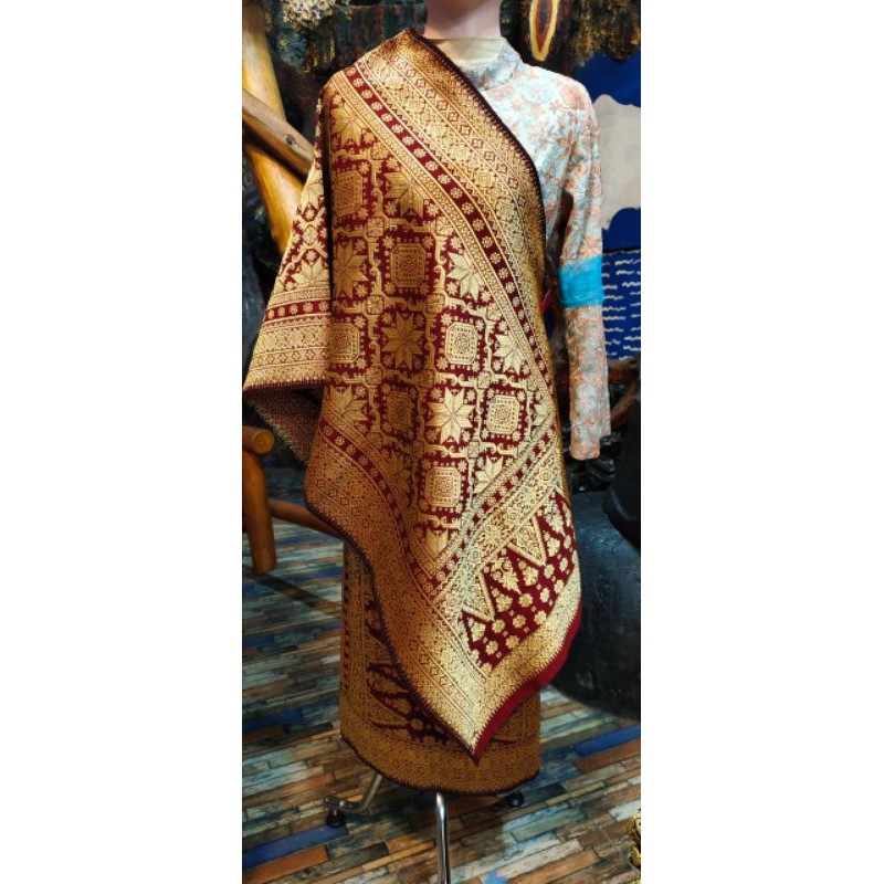 songket lepus bahan gebeng benang permata berlian