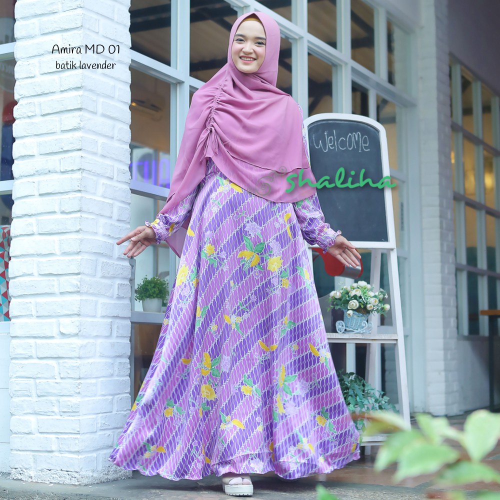 Gamis Shaliha Amira batik / Gamis batik syari / Gamis syari batik / Gamis maxmara