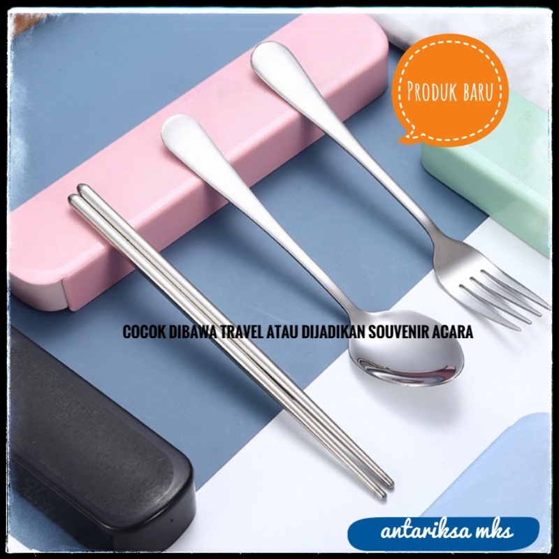 Sendok Set Stainless Steel Alat Makan Sendok Garpu Sumpit Anti Karat