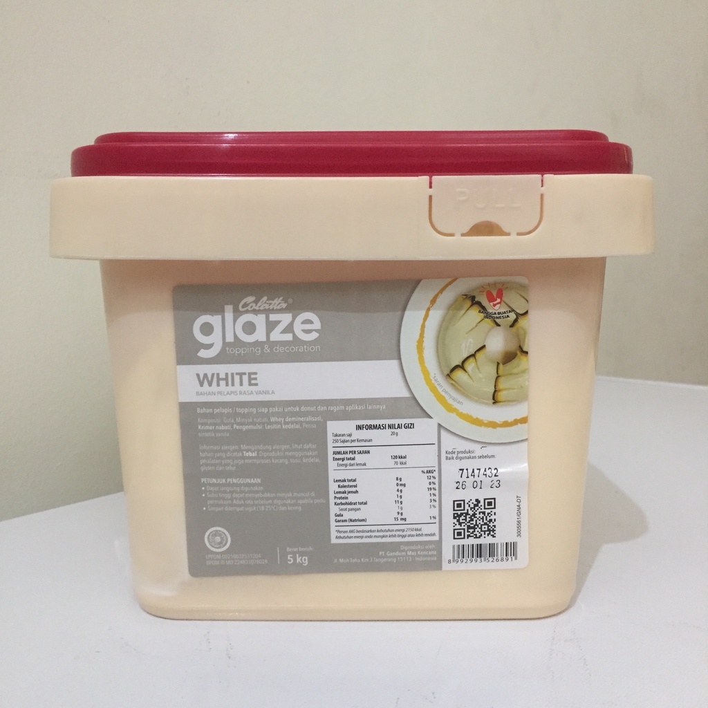 

COLATTA DIP GLAZE WHITE PUTIH SUSU VANILLA 5 KG - TOPPING DONAT SUSU VANILLA