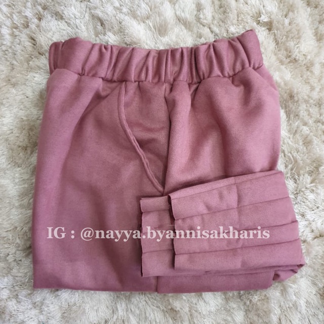 SUEDE PANTS / CELANA SUEDE (BAHAN SUEDE IMPORT) DUSTY PINK