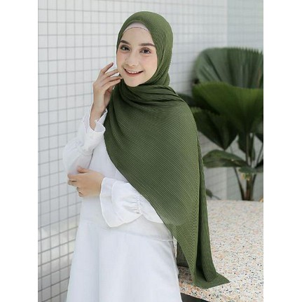 A-ZAHRA KRUDUNG PASHMINA PLISKET  FULL TANPA LIPATAN / PLEATS • PLEATED SHAWL BY ORBELLE