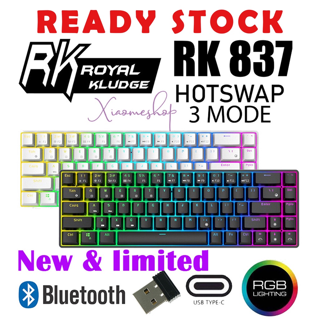 ROYAL KLUDGE RK68 / RK837 RGB MECHANICAL KEYBOARD 3 MODE HOTSWAP