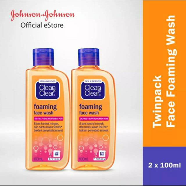 Clean &amp; Clear Foaming Face Wash Twin Pack 100ml (Isi 2) (NEW PACKAGE)