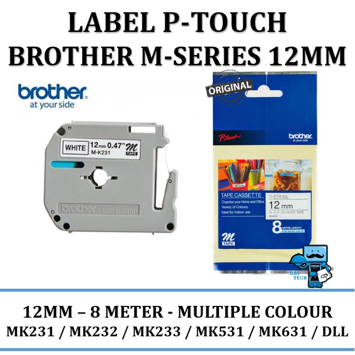 

TERBARU Brother Color tape / label 12mm M-series ready semua warna
