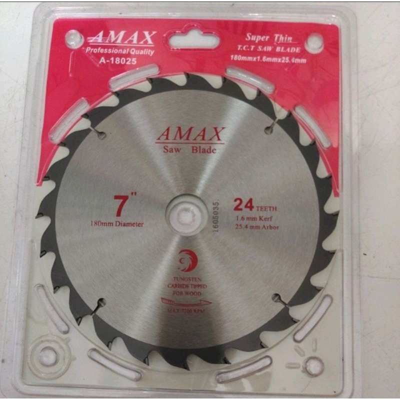 AMAX mata circle 7x24T super thin / mata potong kayu 7x24T AMAX (SALE )./ Saw Blade 7x24T SUPER THIN (SALE)