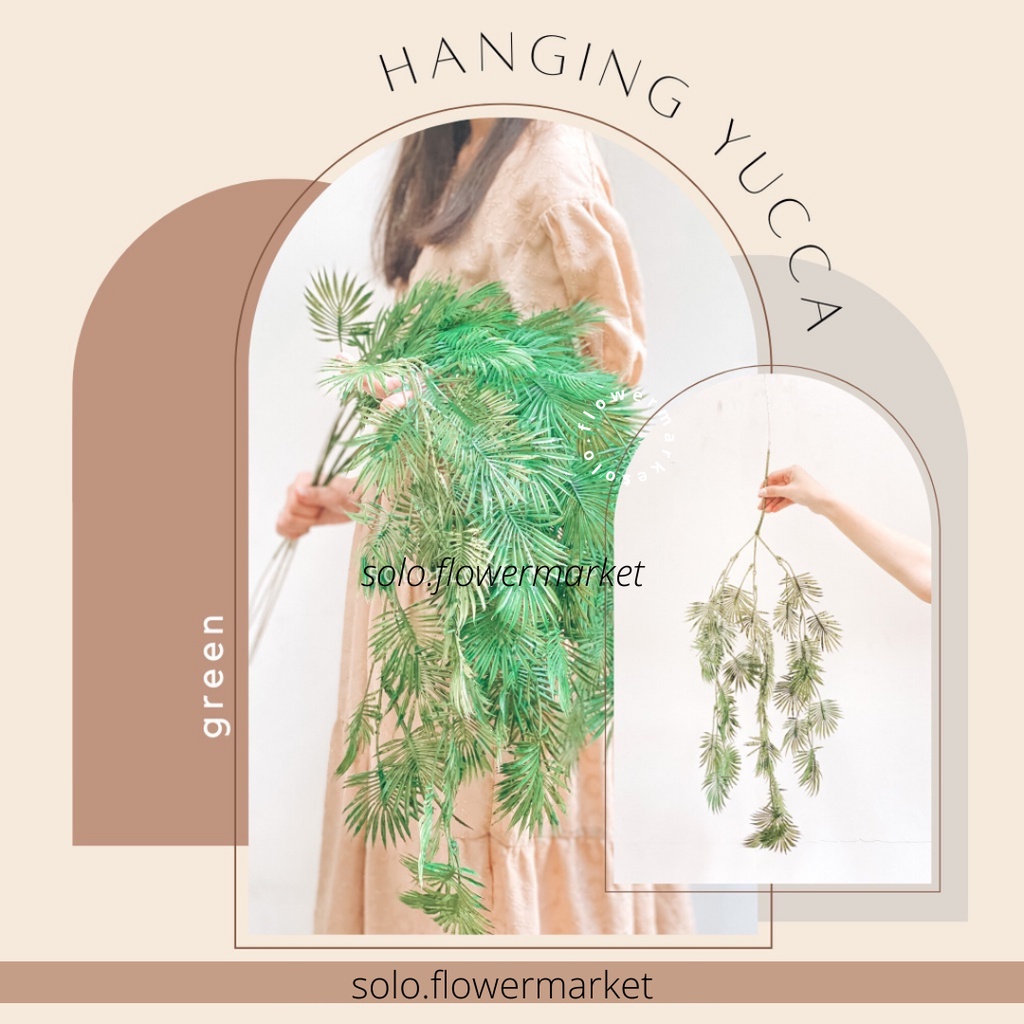 YUCCA HANGING GRASS DAUN JUNTAI Aksesoris Juntai Star Premium Artificial Dekorasi  Daun Rambat Bunga