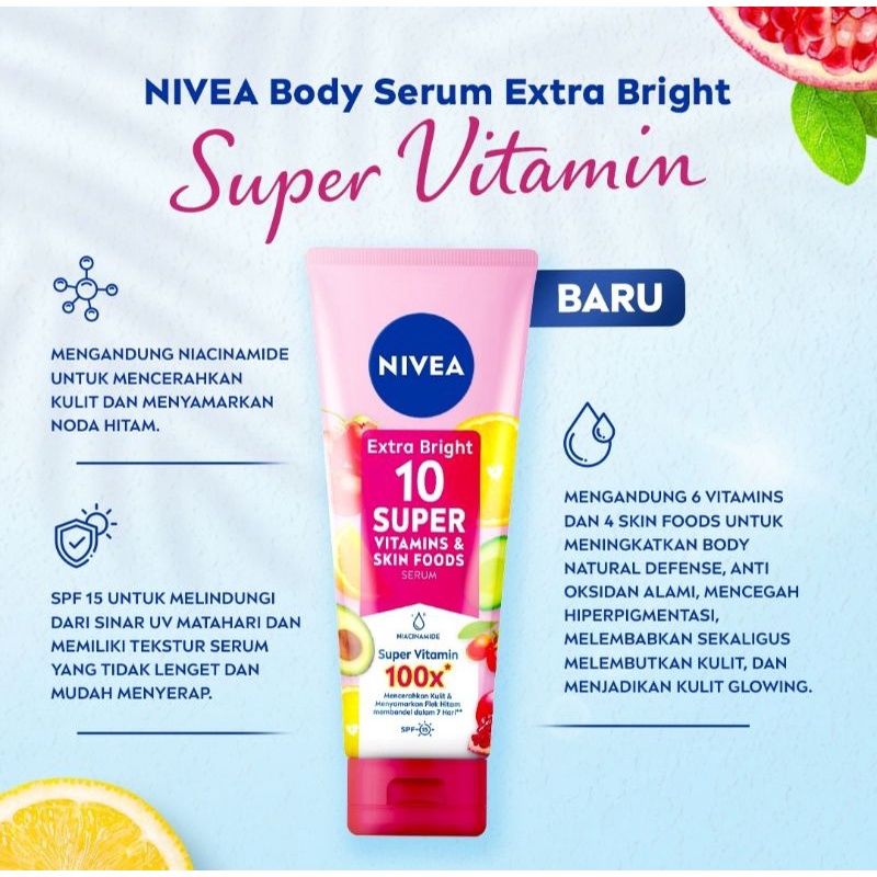 Nivea Extra Bright 10 Body Serum/Body Lotion Terbaru 180ml