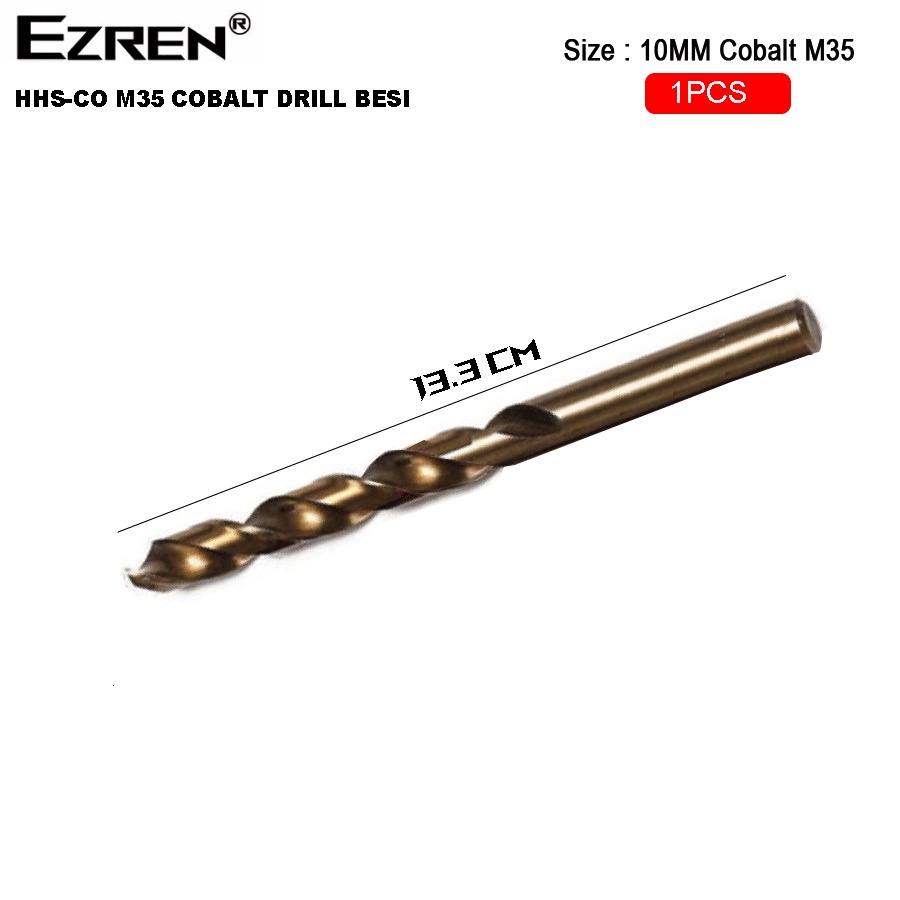 Ezren EZ-0236  Mata Bor 10mm HSS-Co M35 Cobalt Drill Besi High Speed Original