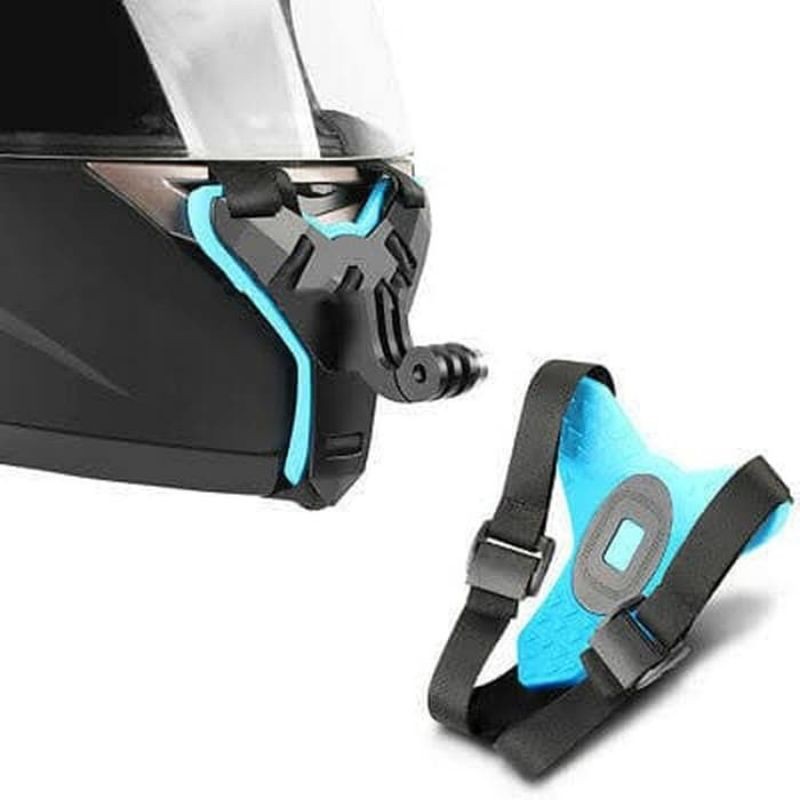 Helmet Chin Mount Mounting Helm Dagu Motovlog Gopro Brica Action Cam - Hitam-3