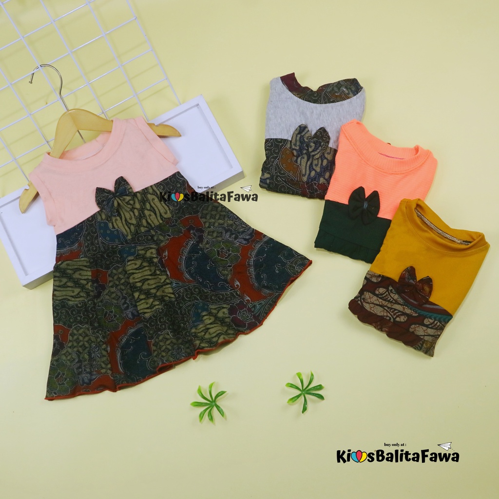 Dress Aila 1-2 Tahun / Dres Pesta Murah Baju Anak Perempuan Murah Harian Gaun Yukensi Batik Baru