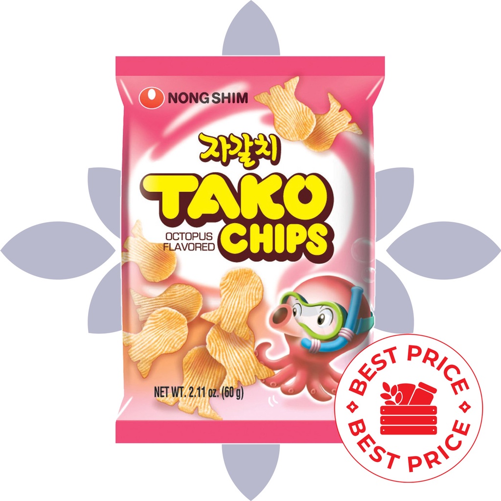 NONGSHIM - TAKO CHIPS SNACK - 60 GR (KOREAN SNACK)