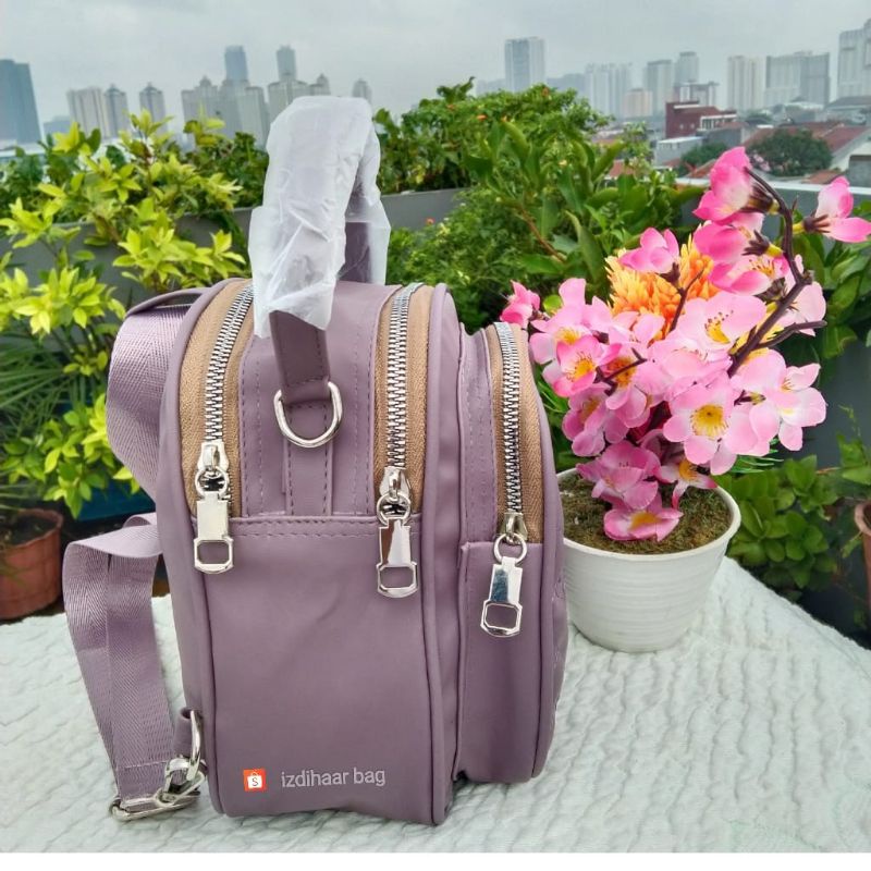 tas ransel 4 ruang bahan nilon bordir depan ukuran T21xL19 x9 cm.-2